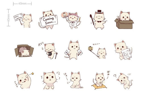 45PCS/PACK Cute Cat Sticker Marker Planner